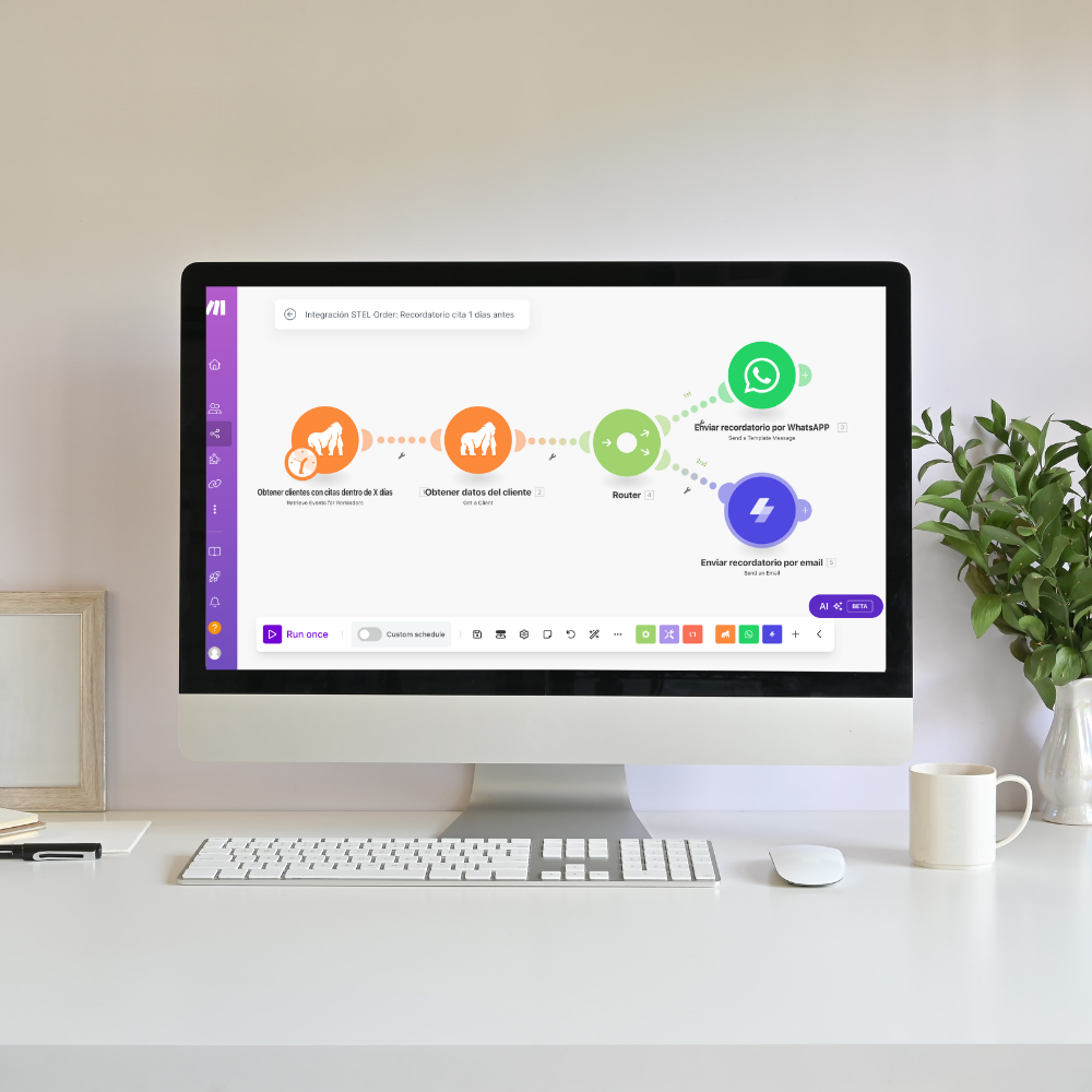 Recordatorio de cita a cliente X días antes (Correo y WhatsApp)